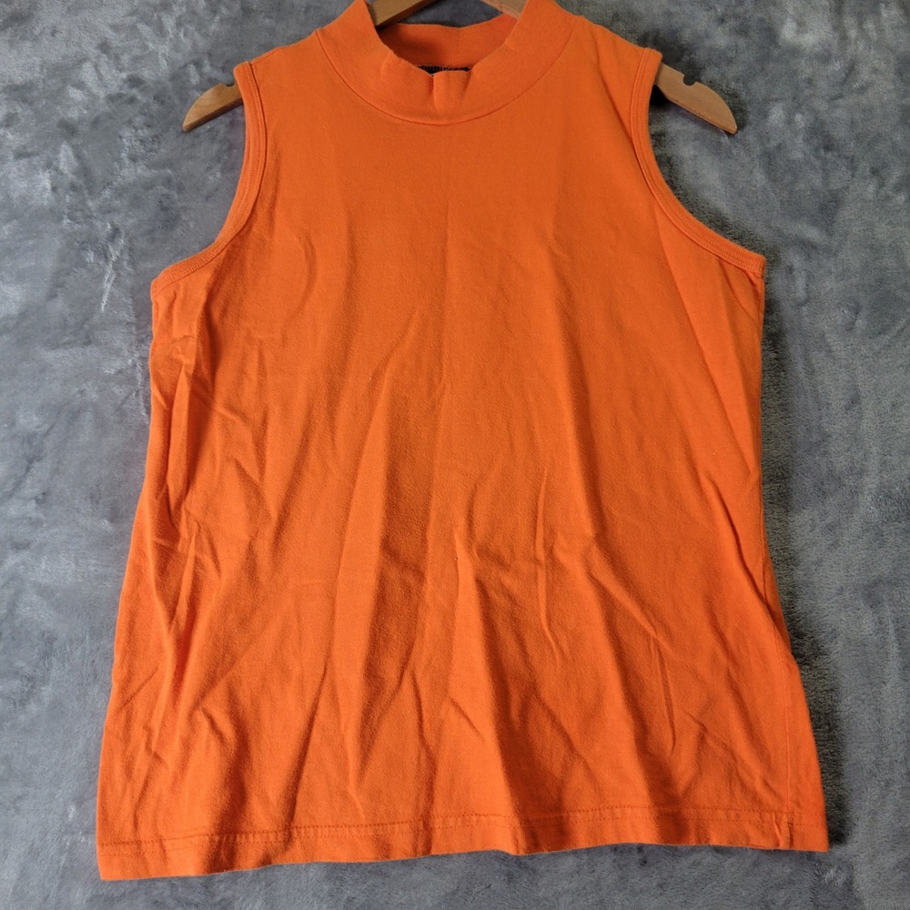BEST American Clothing Co Orange Mock Neck Tank Top Medium Vintage Sleeveless